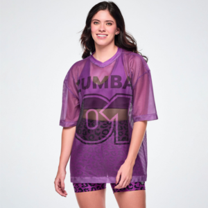 Ultrabright Oversized Mesh V-Neck Top - Purple Power